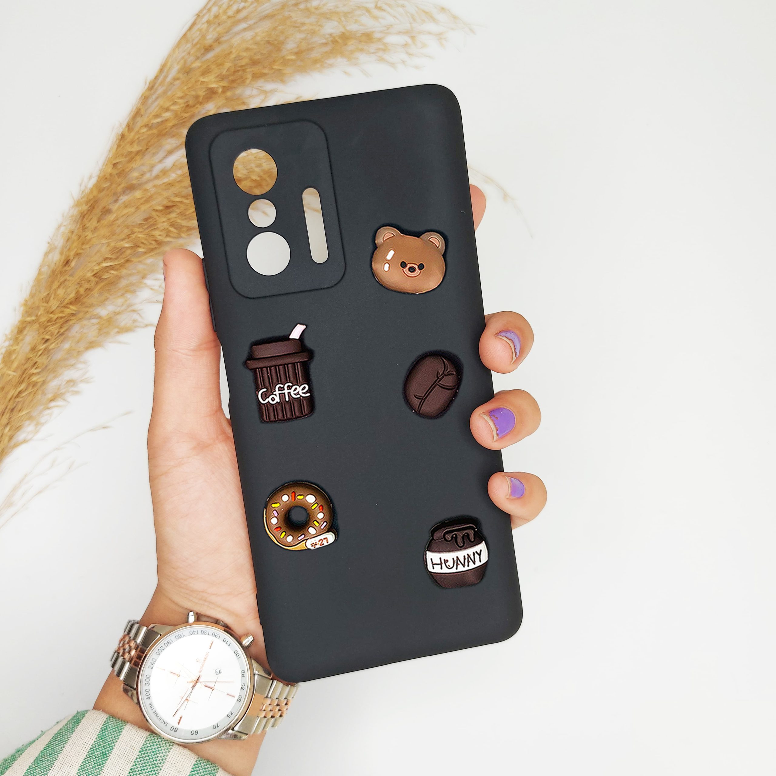 قاب گوشی شیائومی 11T / 11T PRO عروسکی دخترانه برجسته قهوه خرسی