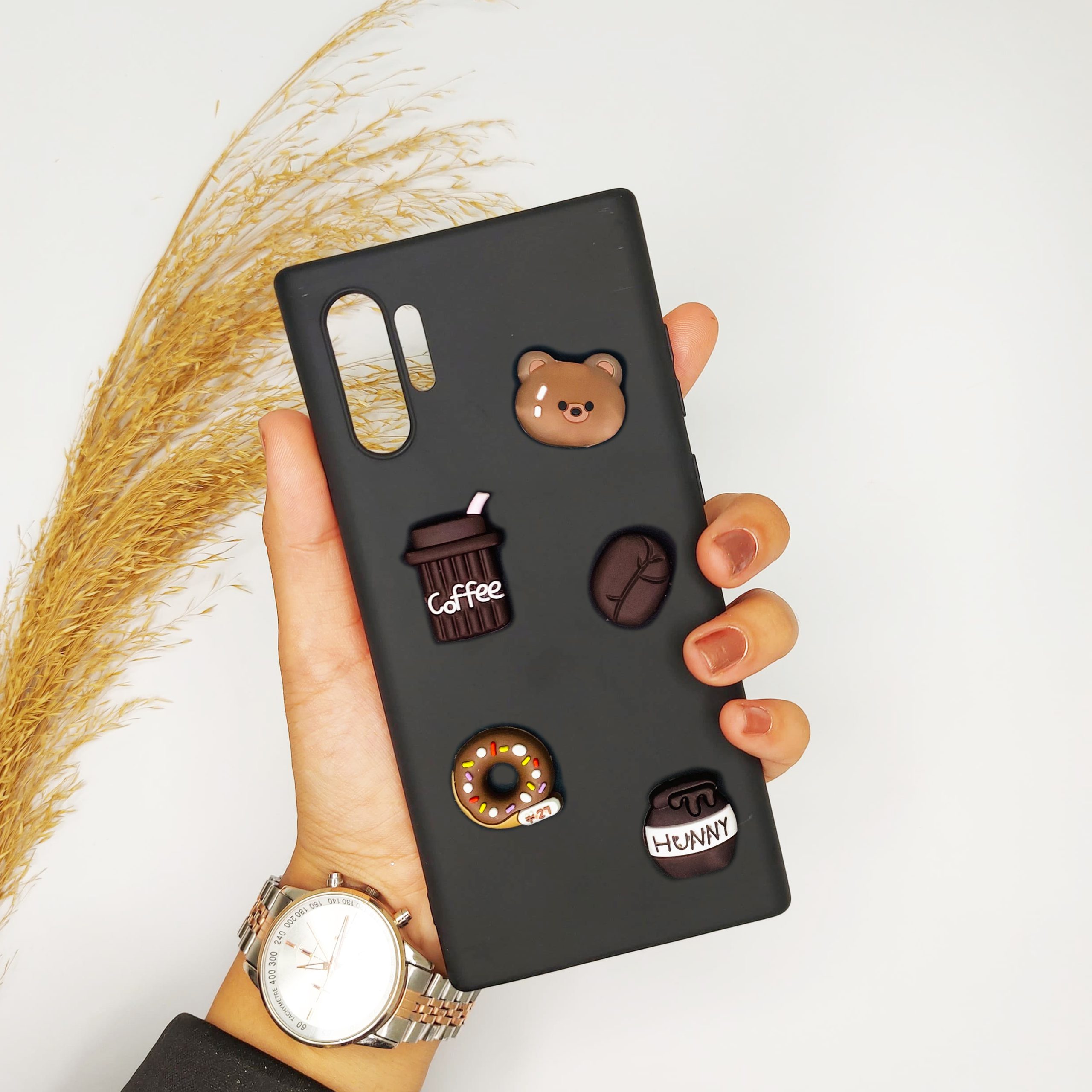 قاب گوشی سامسونگ NOTE 10 PLUS عروسکی دخترانه برجسته قهوه خرسی