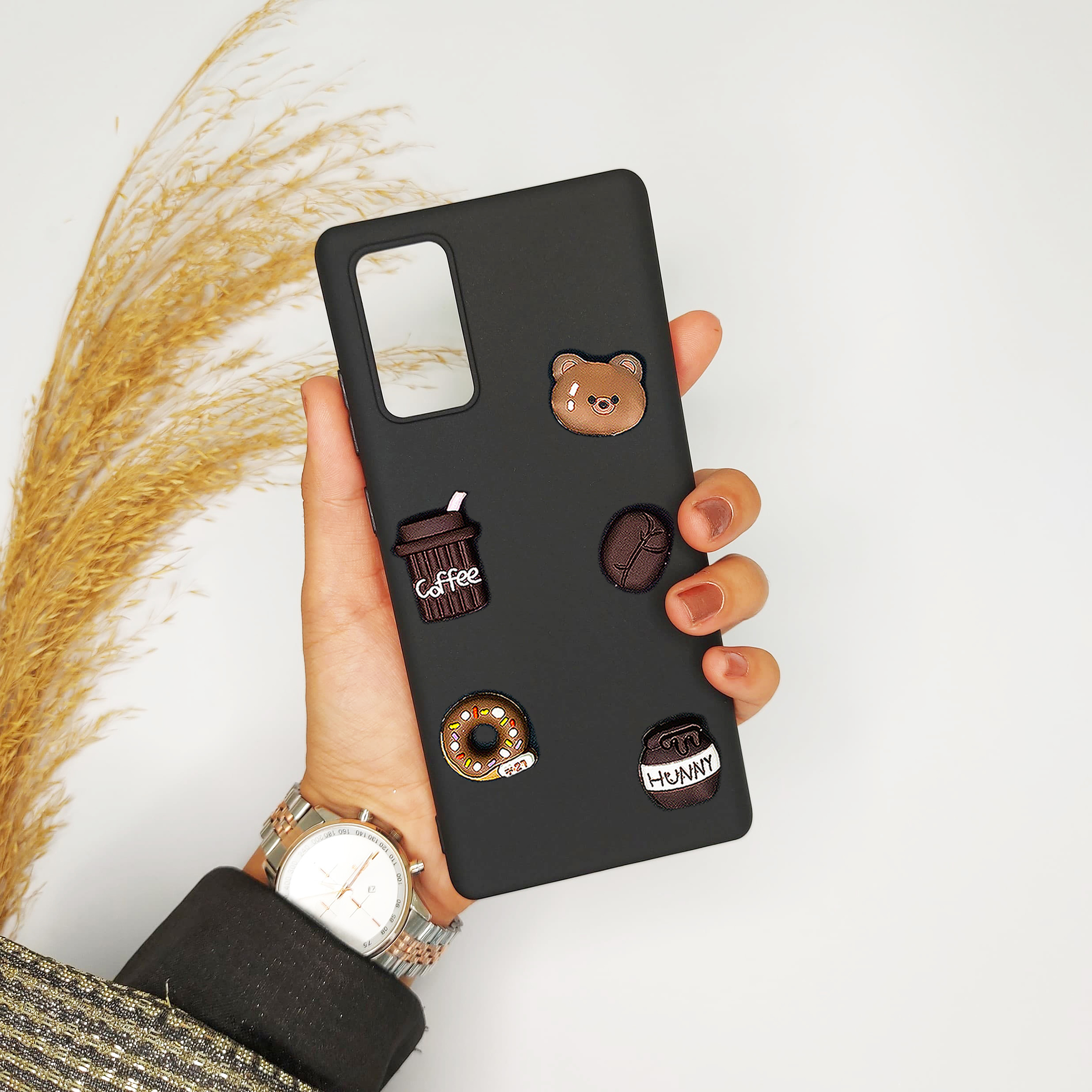 قاب گوشی سامسونگ NOTE 20 عروسکی دخترانه برجسته قهوه خرسی