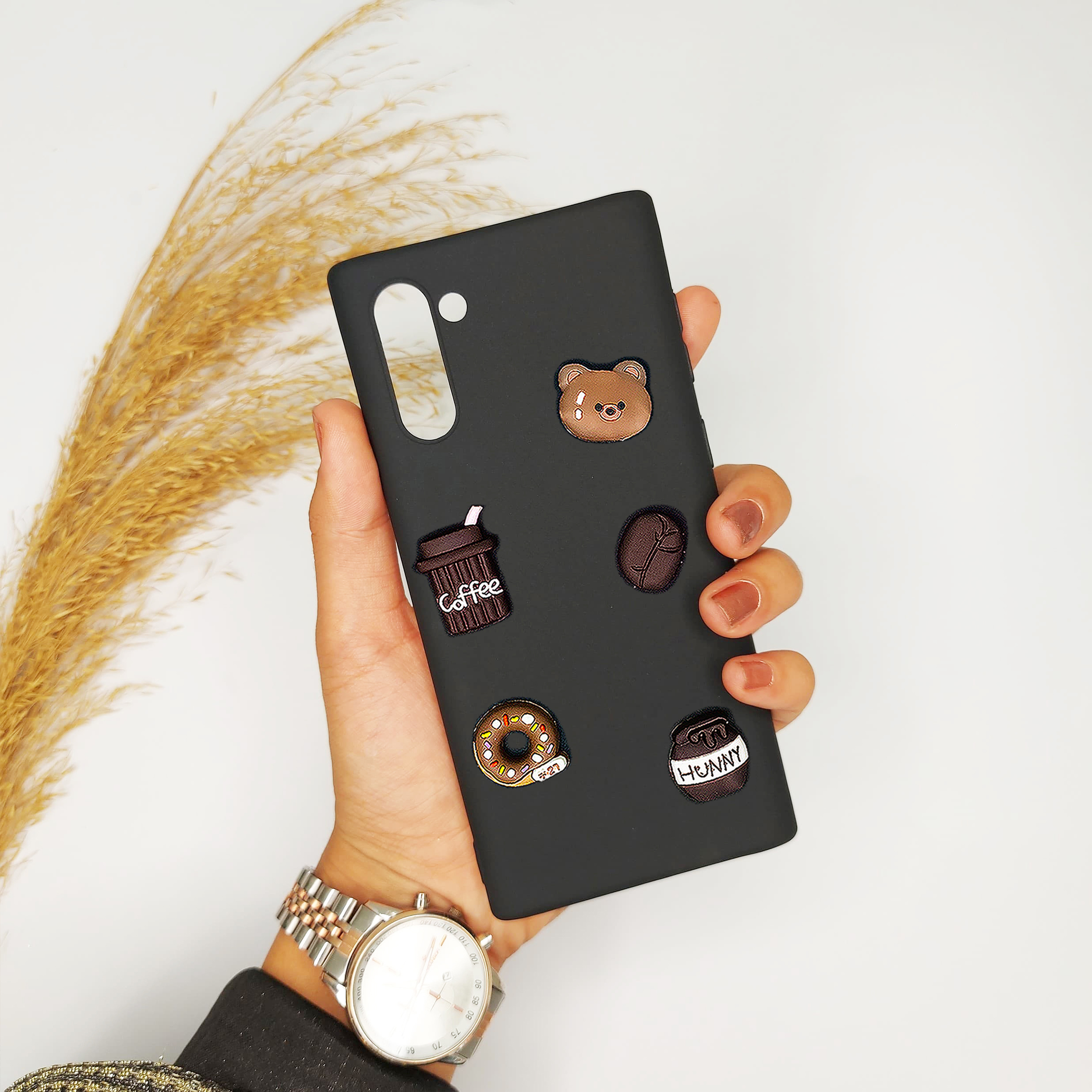 قاب گوشی سامسونگ NOTE 10 عروسکی دخترانه برجسته قهوه خرسی