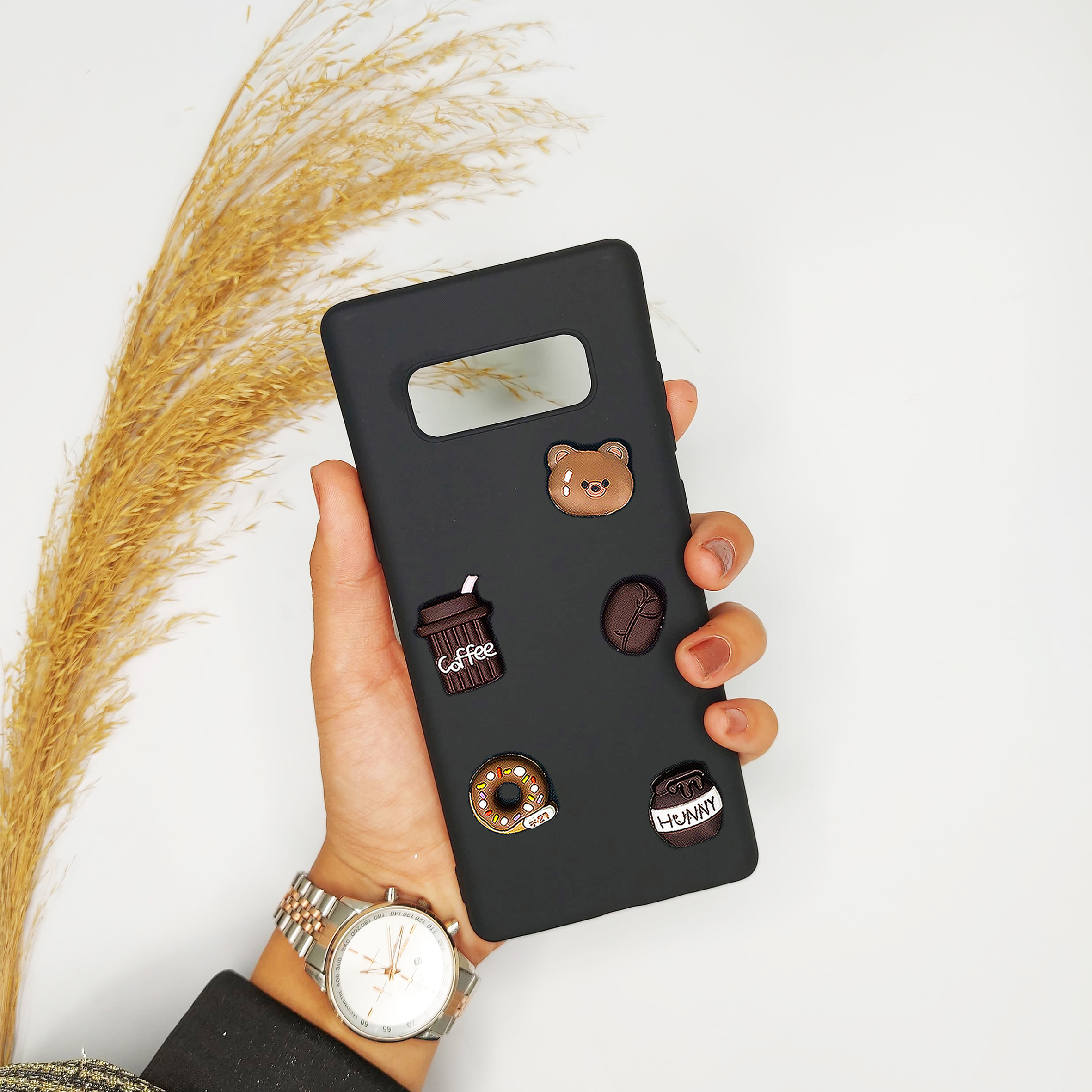 قاب گوشی سامسونگ NOTE 8 عروسکی دخترانه برجسته قهوه خرسی