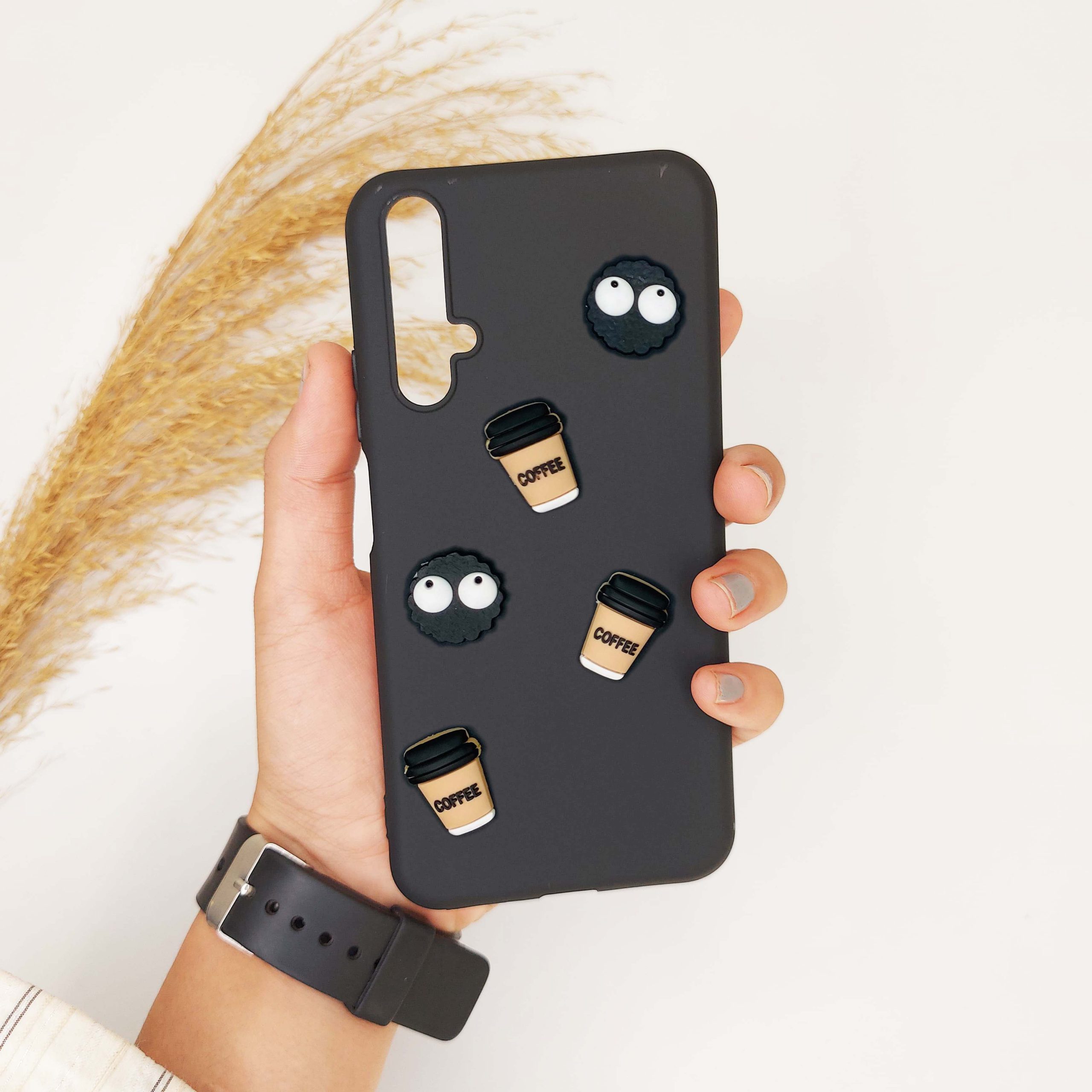 قاب گوشی هواوی NOVA 5T دخترانه عروسکی برجسته قهوه